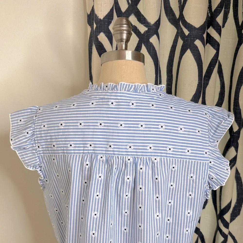 LOFT Clip Dot Daisy Ruffle Top - Picture 7 of 9